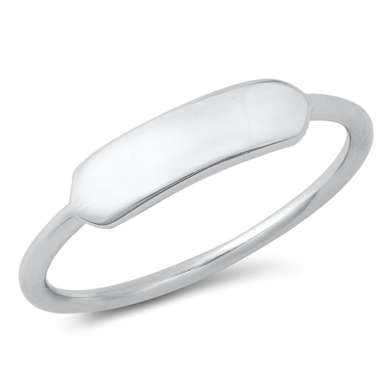 Sterling Silver Plain ID Ring Size 10 - Walmart.com