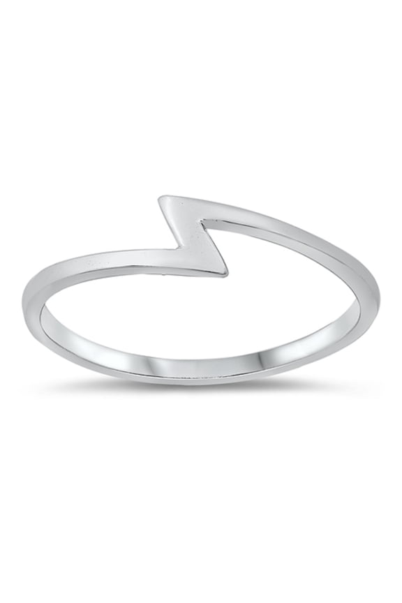 Sterling Silver Plain Lightning Bolt Ring Size 8