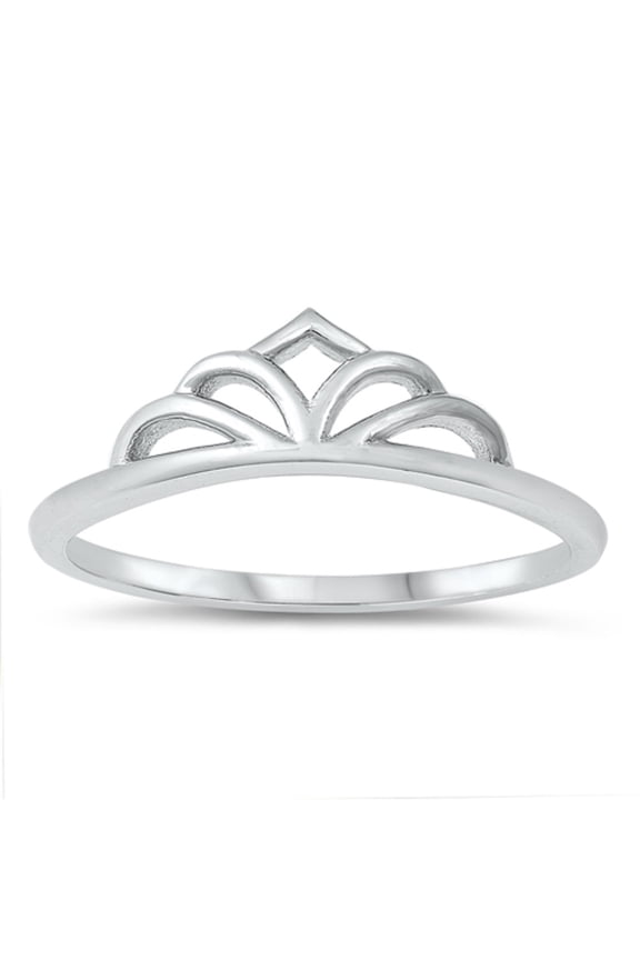 Sterling Silver Plain Little Crown Ring Size 8