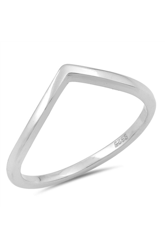 Sterling Silver Plain Pointed V Ring