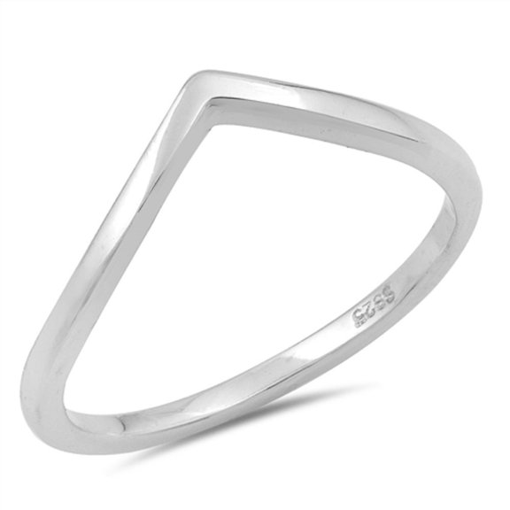 Sterling Silver Plain Pointed V Ring