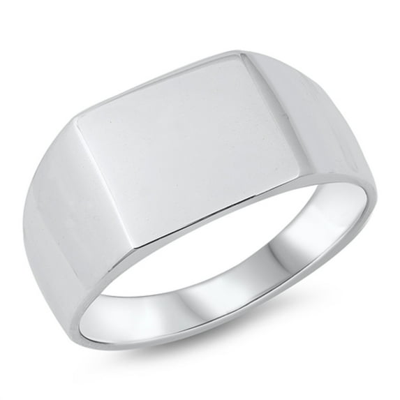 Sterling Silver Plain Signet Ring Size 12