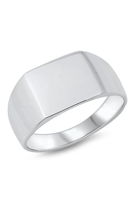 Sterling Silver Plain Signet Ring Size 8