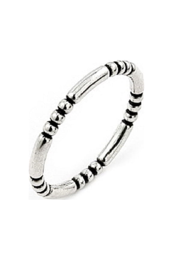 Sterling Silver Plain Silver Decorated Stackable Band Ring Size 5