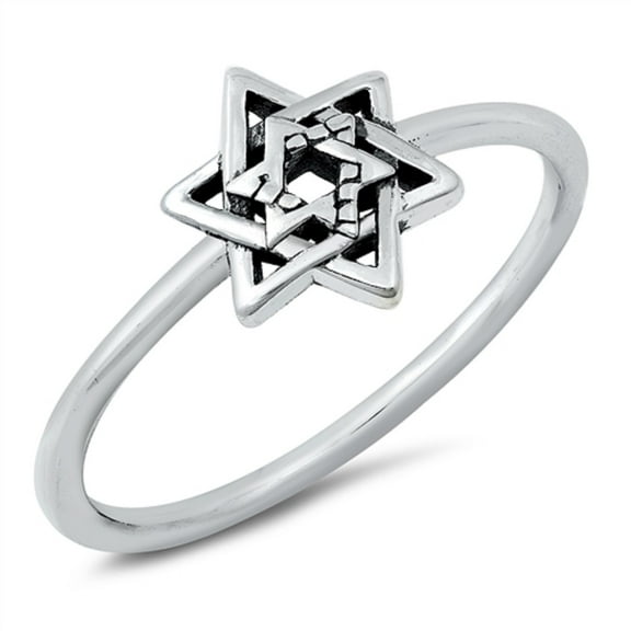 Sterling Silver Plain Star of David Design Ring Size 10