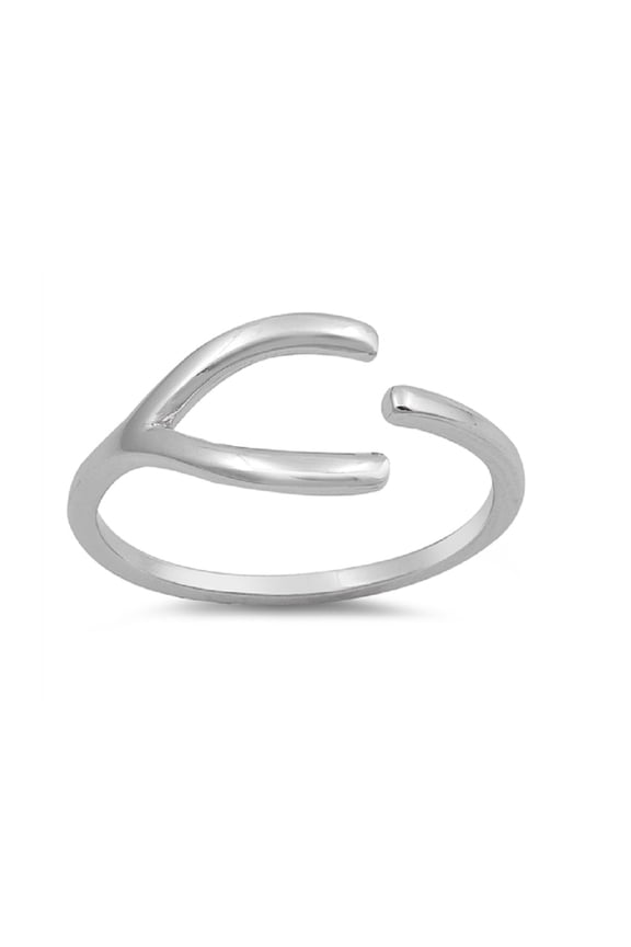 Sterling Silver Plain Wishbone Adjustable Ring