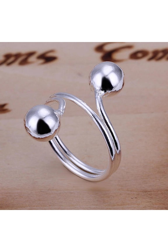 Sterling Silver Plated Balls Beads Band Ring Size 8 B140