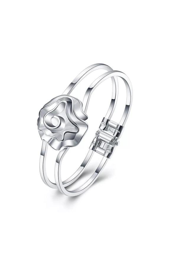 Sterling Silver Plated Bracelet Flower Adjustable 27MM Omega L175