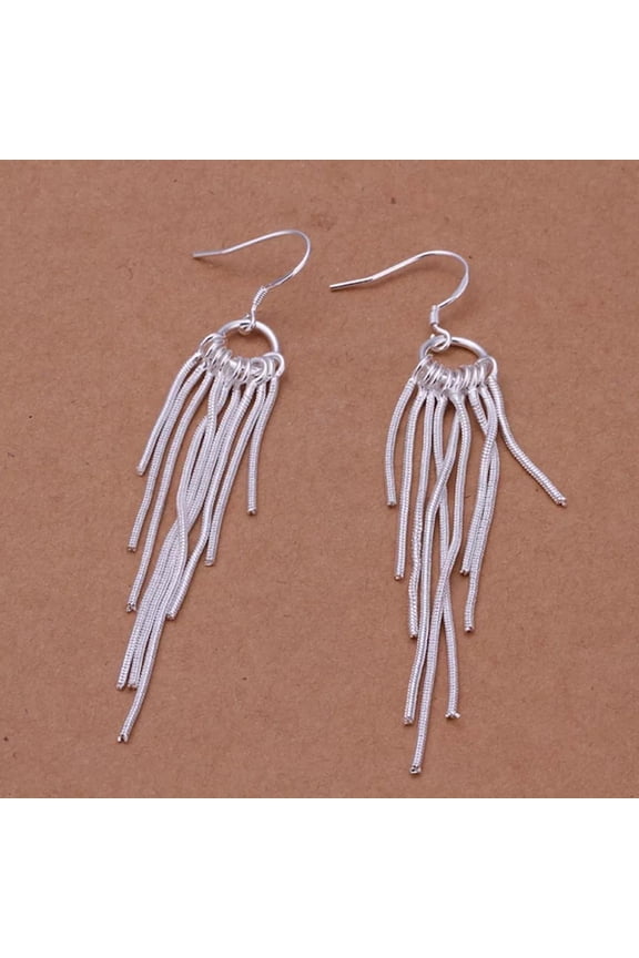 Sterling Silver Plated Drop Dangle Chandelier Hook Earrings L15