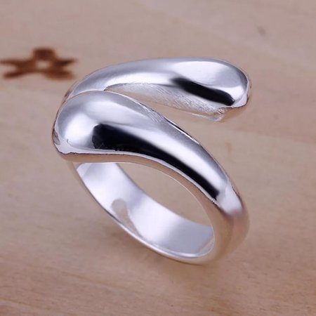 Sterling Silver Plated Drops Plain Band Flower Ring Statement Polished Size 8 B6