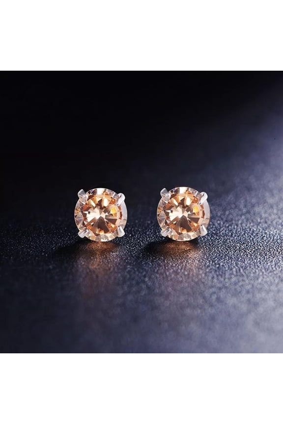 Sterling Silver Plated Ear Stud Round Cz Cubic Zircon Earrings Posts 4Mm 6Mm E35