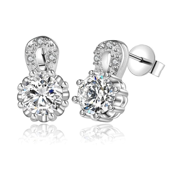 Sterling Silver Plated Earrings Butterfly Stud Zircon Push Back Clasp L691