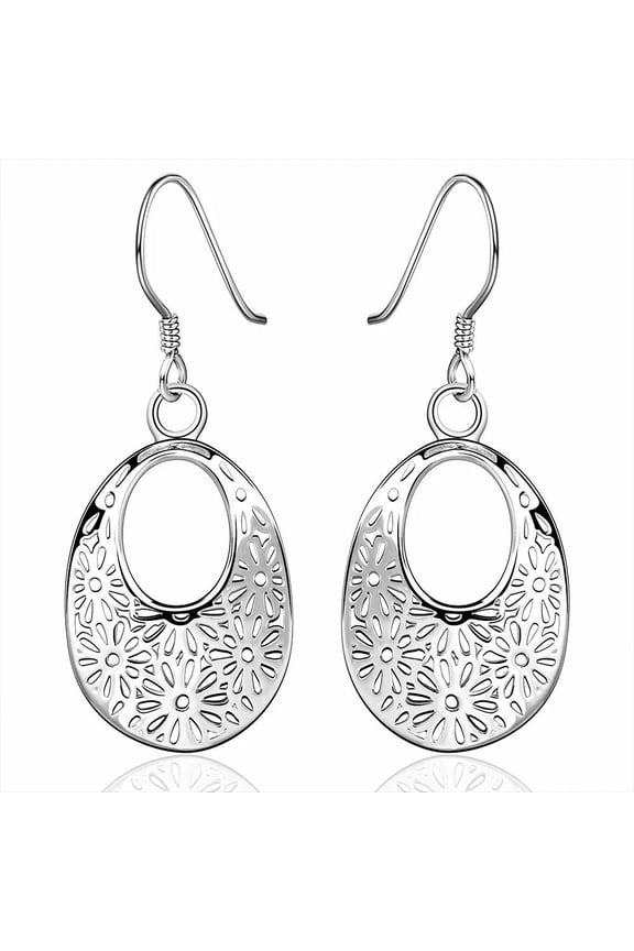 Sterling Silver Plated Earrings Drop Dangle Fish Hook Clasp L693