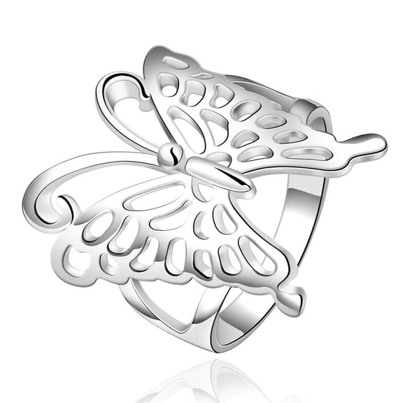 Sterling Silver Plated Fashion Ring Women Butterfly Cocktail Statement Size 8 B369