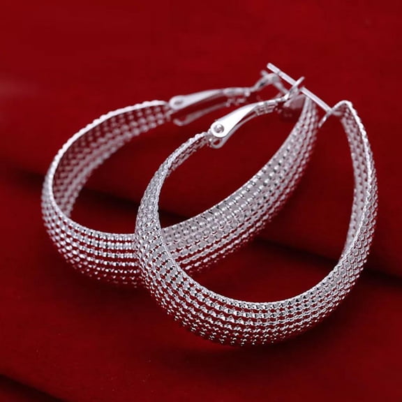 Sterling Silver Plated Hoop Pierced Earrings L7