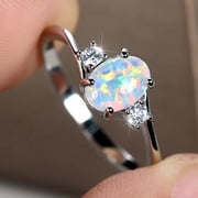 Sterling Silver Plated Promise Engagement Wedding Opal Cz Zirconia Ring R68