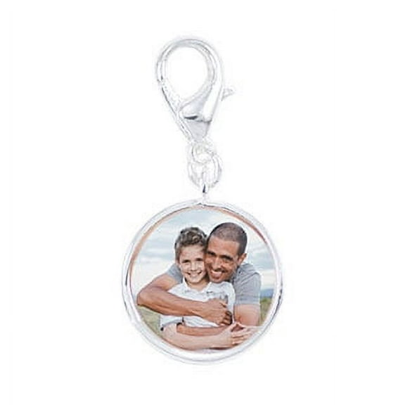 Sterling Silver Plated Round Photo Bracelet Charm