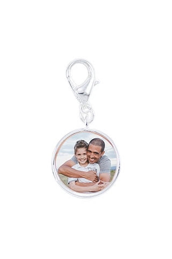 Sterling Silver Plated Round Photo Bracelet Charm