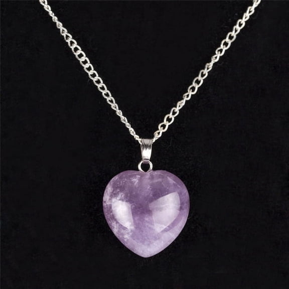 Sterling Silver Plated Stone Heart Pendant Necklace