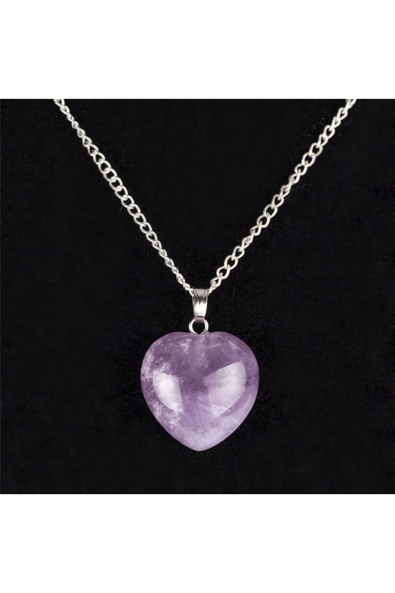 Sterling Silver Plated Stone Heart Pendant Necklace