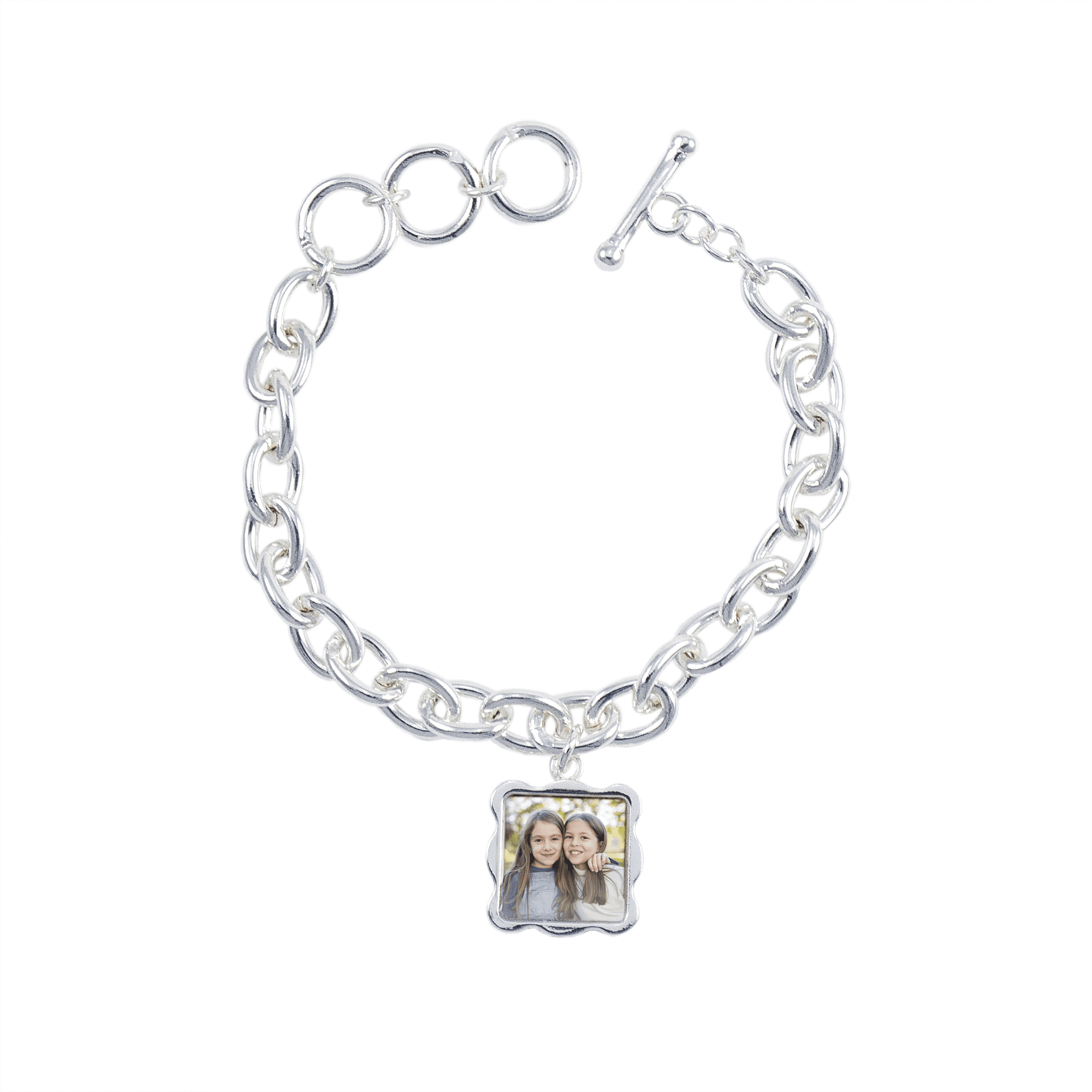 WALMART CUSTOM Sterling Silver Plated Wave Photo Bracelet