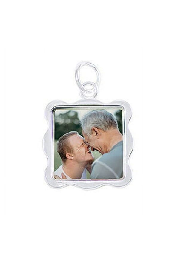 Sterling Silver Plated Wave Photo Pendant