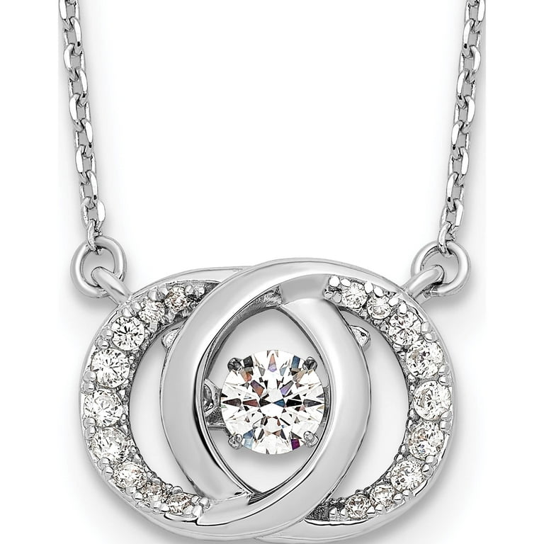 Sterling Silver Platinum Plate Swarovski Crystal Cz With Two 1In Ext. Necklace 17.5 X 11 Made In China qg4649 15.5