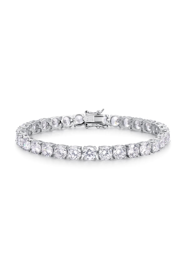 Sterling Silver Platinum Plated Classic 6mm CZ Tennis Bracelet. 7.75'