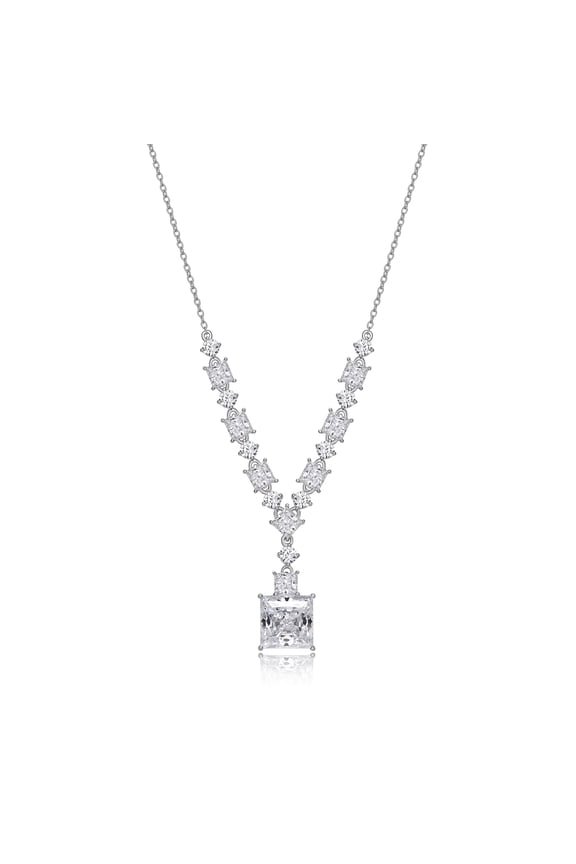 Sterling Silver Platinum Plated DIAMONDLITE CZ Fancy drop Pendant