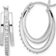 thumbnail image 1 of Sterling Silver Platinum-Plated Diamond Mystique Multi Hoop Earrings Made In United States qe14387, 1 of 5