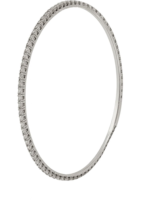 Sterling Silver Flexible Bangle Bracelet, Platinum Plated with 5A CZ Diamonds, 1.00 CTTW