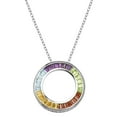 thumbnail image 1 of Sterling Silver Platinum Plated Semi-Precious rainbow set Pendant Necklace 18", 1 of 2