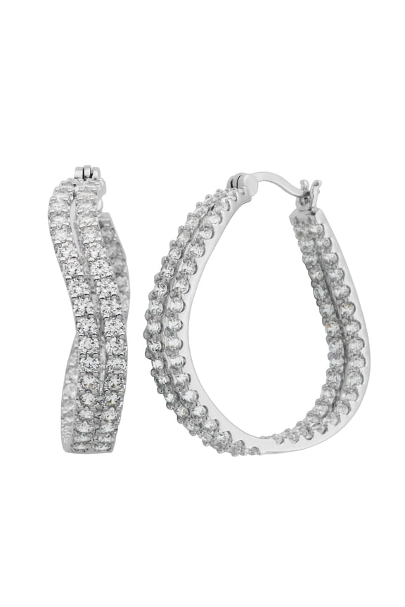 Sterling Silver Platinum Plated Wave hoop earrings