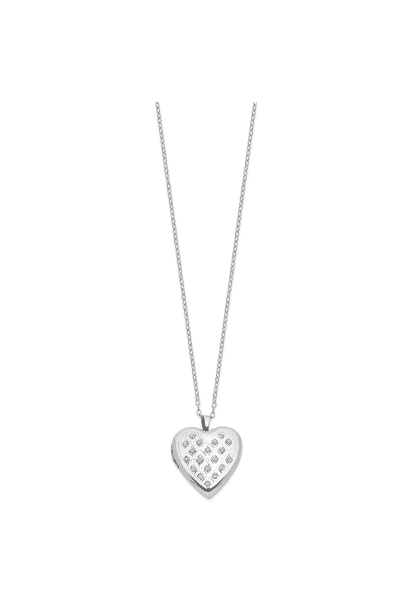 Sterling Silver & Platinum-plated Diamond Heart Locket Pendant