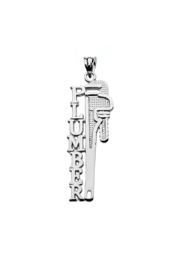 Sterling Silver Plumber Tool Wrench Pendant Necklace, 20"