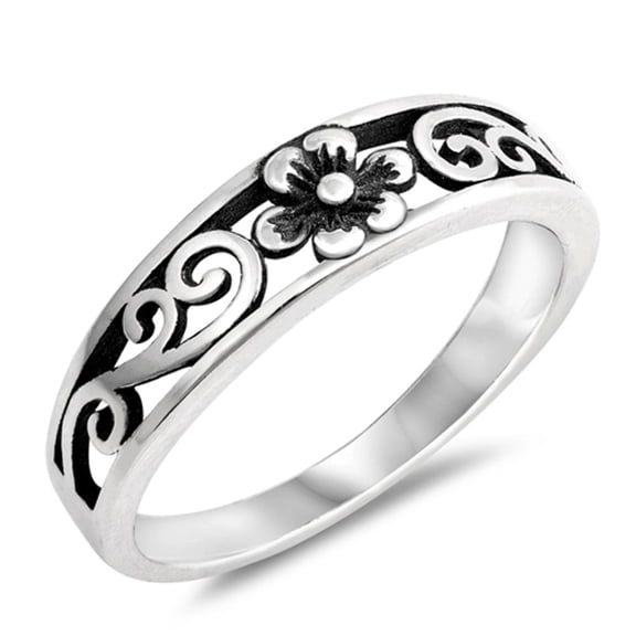 Sterling Silver Plumeria Ring Gorgeous Flower Design Band Solid 925 Jewelry Female Male Size 10