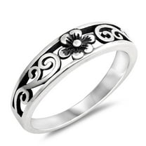 Sterling Silver Plumeria Ring Gorgeous Flower Design Band Solid 925 Jewelry Female Male Size 4
