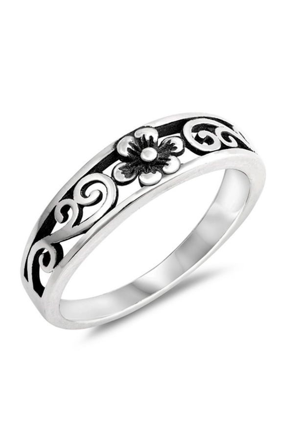 Sterling Silver Plumeria Ring Gorgeous Flower Design Band Solid 925 Jewelry Female Male Size 6