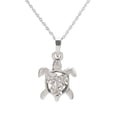 thumbnail image 1 of Sterling Silver Plumeria Turtle Pendant Necklace, 18", 1 of 2