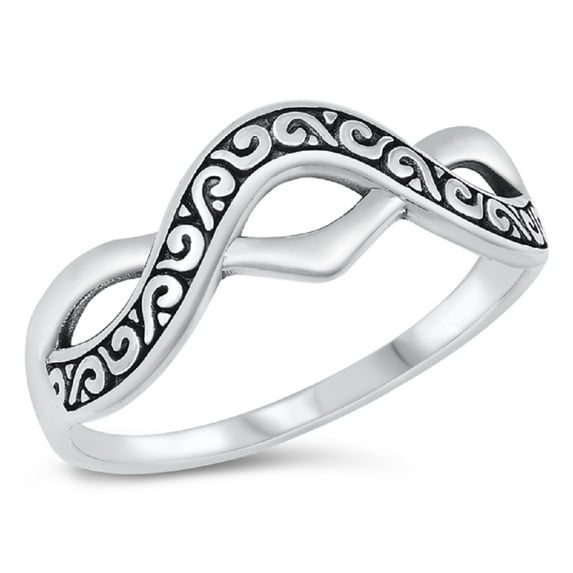 Sterling Silver Pointed Swirl Infinity Ring Size 7