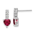 thumbnail image 1 of Finest Gold Sterling Silver Polish Rhod-Plated Created Ruby Heart Post Dangle Earrings, 1 of 3