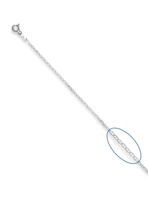 Sterling Silver Polished 1.5mm Flat Mariner Chain, 16"