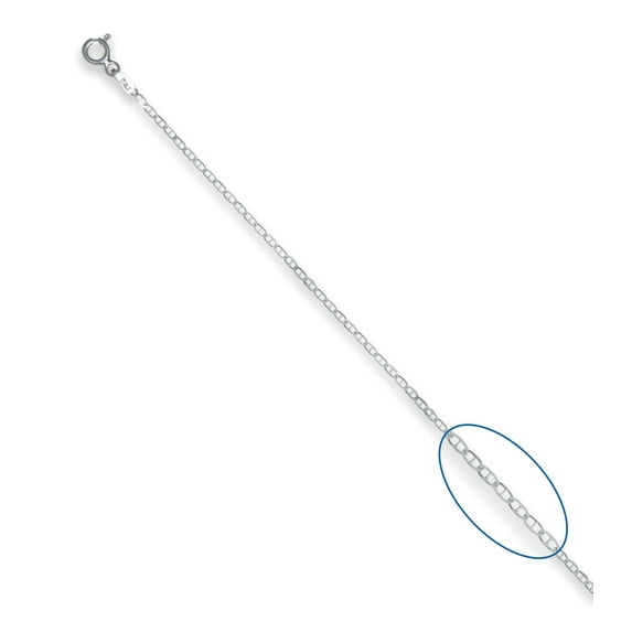 Sterling Silver Polished 1.5mm Flat Mariner Chain, 20"