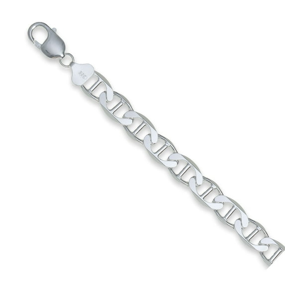 Sterling Silver Polished 10.25mm Flat Mariner Chain, 24"