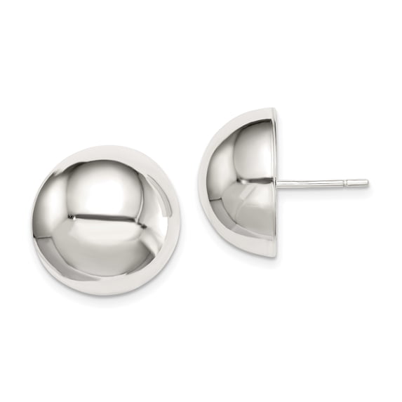 Sterling Silver Polished 16mm Button Earrings Sterling Silver Earrings