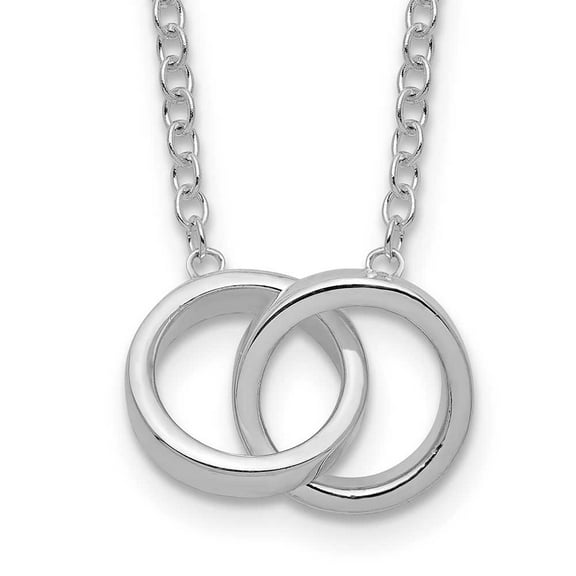 Sterling Silver Polished 2-Rings Necklace QG5428