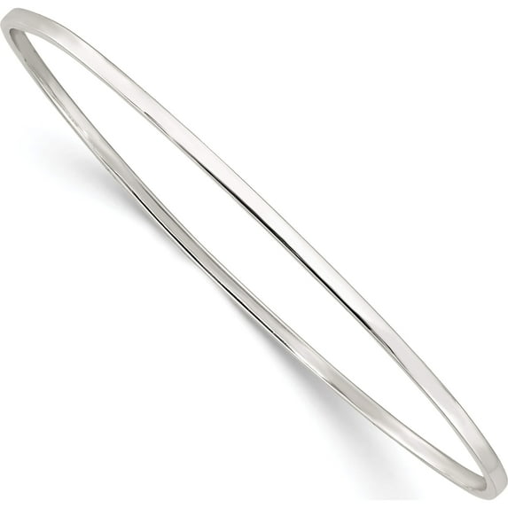 Sterling Silver Polished 2mm Slip-On Bangle (8 X 2) Made In India qb1398