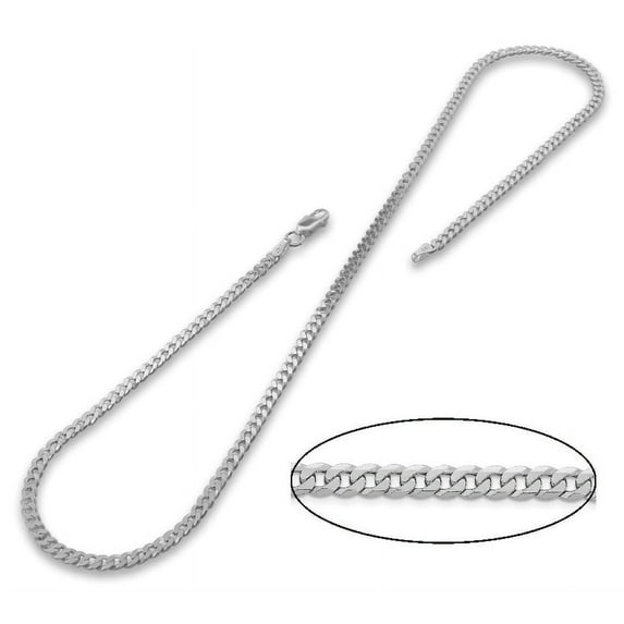 Sterling Silver Polished 3.2mm Curb Chain, 20"