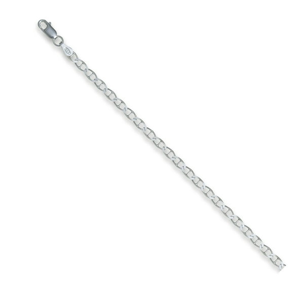 Sterling Silver Polished 3.5mm Flat Mariner Chain, 16"
