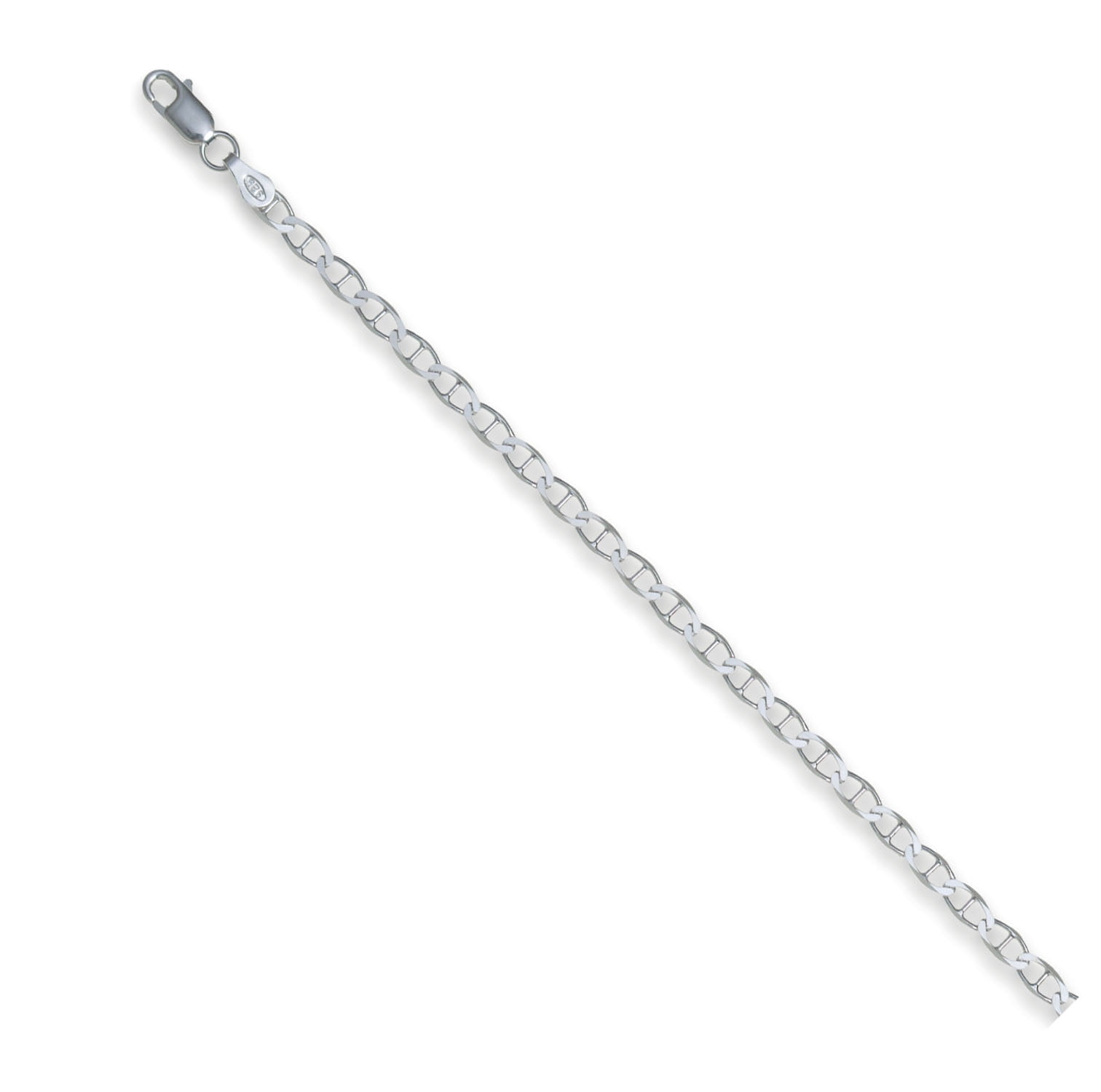 Sterling Silver Polished 3.5mm Flat Mariner Chain, 24"